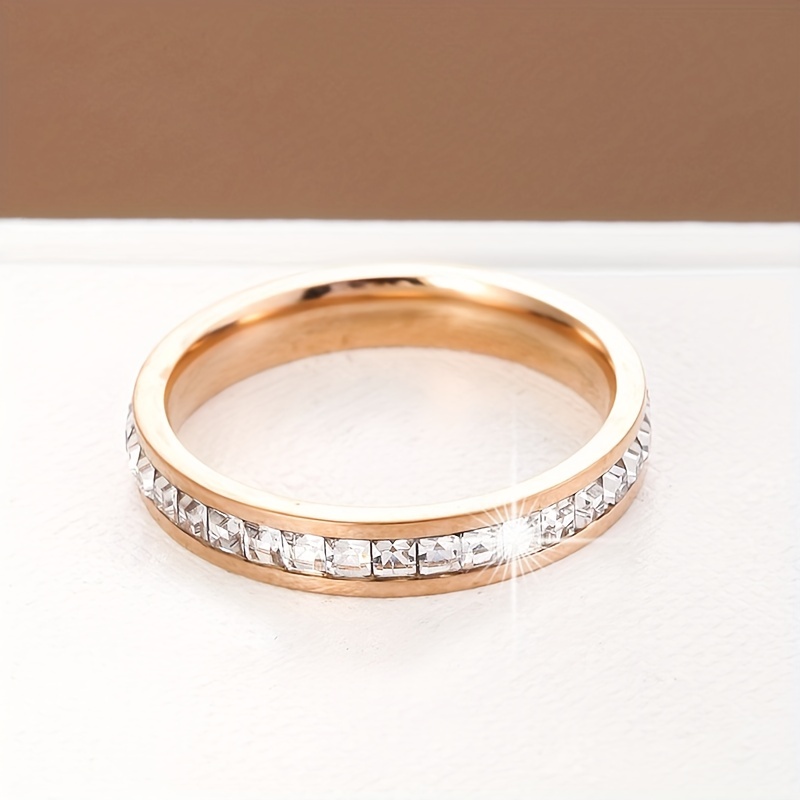Minimalist Square Zirconia Titanium Personalized Ring